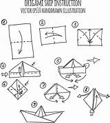 Origami Boat Paper Vector Illustrations Similar Clip sketch template
