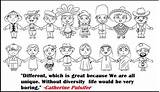 Coloring Diversity Pages Multicultural Quote Kids Helping Value Learn Doghousemusic sketch template