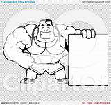 Lineart Beefcake Buff Muscular Bodybuilder Blank Illustration Cartoon Sign sketch template