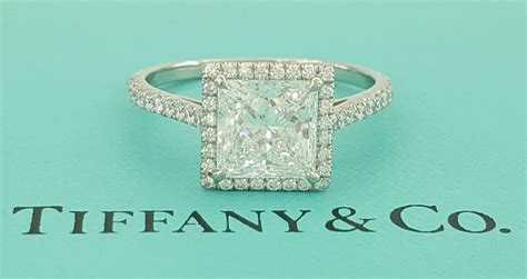 Tiffany And Co 2 09 Ct Soleste Platinum Princess Cut Diamond Halo