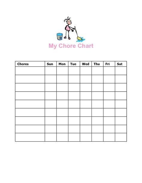 chore chart template amazing   chore chart templates