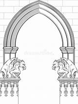 Gothic Arch Frame Vector Template Clipart Coloring Print Getdrawings Gargoyles Illustration sketch template