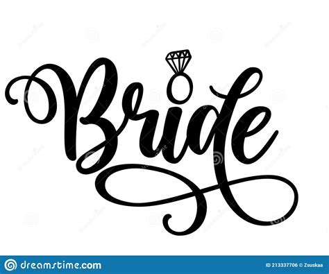 bride word black hand lettered quotes with diamond ring for greeting