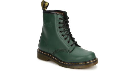 dr martens leather smooth mid boots  green lyst