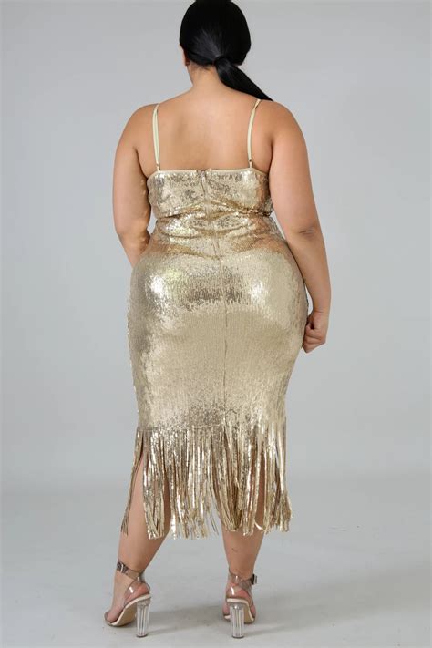 cr curvy paillette sequin fringe bodycon dress