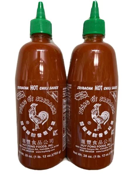 28 Oz Huy Fong Sriracha Hot Chili Sauce ~ 28 Oz Bottles ~ 2 Pack ~ Exp