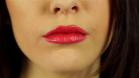 Beautiful Sexy Girl Sends Kiss Red Lipstick On Beautiful