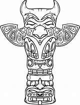 Native Coloring American Pages Totem Sculptures Poles Symbols Amazing Printable Color Print Netart Getdrawings Getcolorings Hatchet sketch template