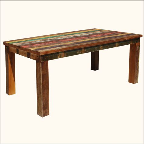 rustic solid teak reclaimed wood distressed dining table