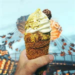 gold covered ice cream  launching  vancouver   pne dished