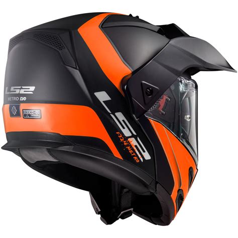 ls ff metro evo pj rapid matt black orange ls  modular helmets motostorm
