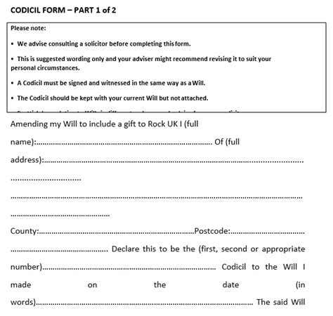 ready  codicil   forms templates word  collections