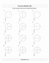 Fractions Math Modeling Worksheet Coloring Circles Halves Thirds Fraction Drills Fifths Quarters Worksheets Color Twelfths Choose Board Circle sketch template