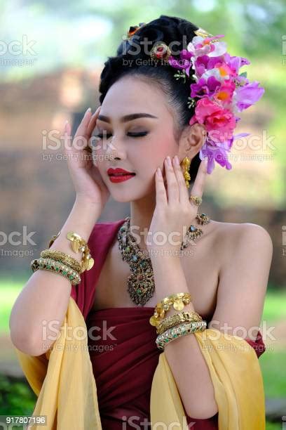 Beautiful Thai Girl In Traditional Dress Costume In Choeng Tha As Thai