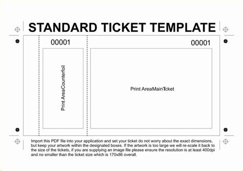printable  template beautiful excellent standard ticket