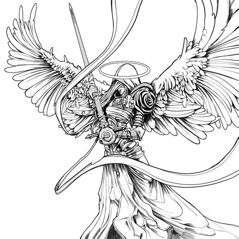 angel warrior  faith adult magical coloring page christian etsy