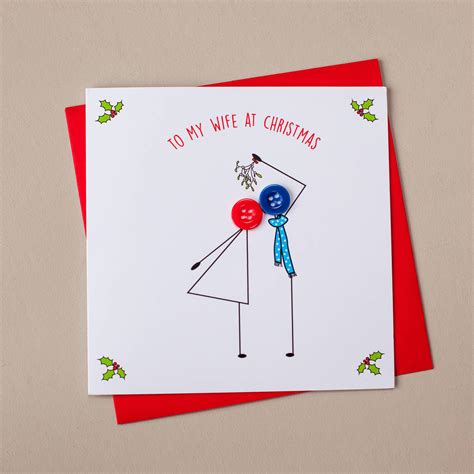 To My Wife At Christmas Button Card By Mrs L Cards