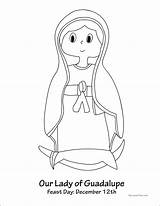 Guadalupe Lady Coloring Sheet Kids Juan Diego Color sketch template