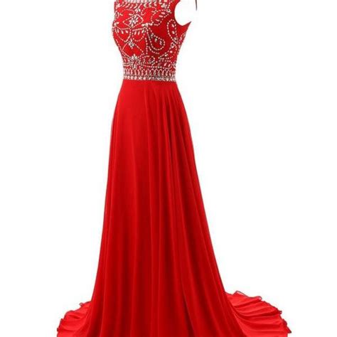 Red Beading Prom Dress A Line Prom Dresses Evening Dress On Luulla