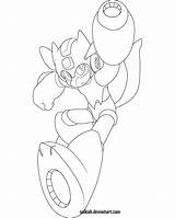Megaman Riolu sketch template