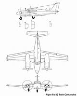 Piper Comanche Twin Vues Pa30 Ferrière sketch template