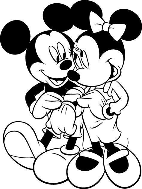 mickey mouse  minnie mouse kissing disney coloring pages kids