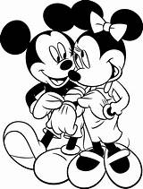 Mickey Minnie Mouse Coloring Pages Disney Cute Kissing Printable Characters Cartoon Colouring Color Micky Mini Sheets Print Book Kids Animals sketch template