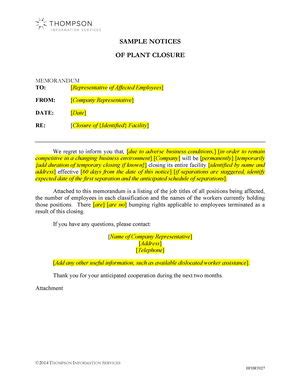 closure notice sample master  template document