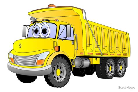 yellow dump truck  axle cartoon  scott hayes redbubble