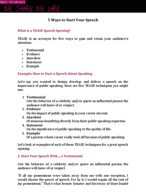 ways  start  speech public speaking cognition