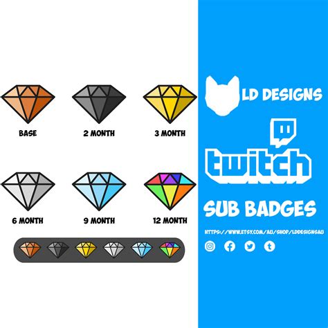 twitch subscriber badges twitch  badges diamond etsy