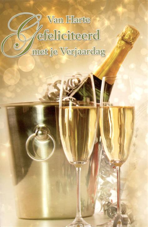 feestelijke verjaardagskaart met champagne