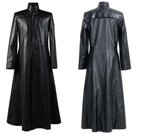 Neo Matrix Trench Coat Keanu Reeves Black Leather Trench