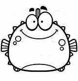 Puffer Fish Blowfish Chubby Smiling Coloring sketch template