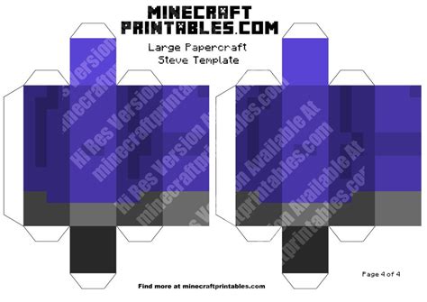 steve printable minecraft steve papercraft template