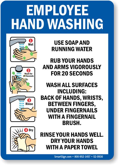employee hand washing instructions  soap  water sign sku