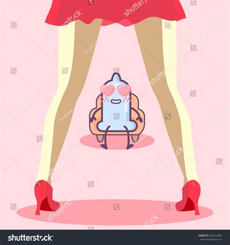cartoon condom with sexy woman safe sex concept stock vector