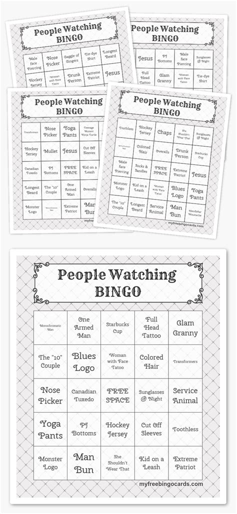 people watching bingo free printable bingo cards free bingo cards bingo