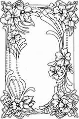 Coloring Pages Adult Flower Sue Wilson Printable Frame Colouring Designs Frames Adults Advanced Detailed Floral Cartouche Leather Pattern Volwassenen Kleuren sketch template