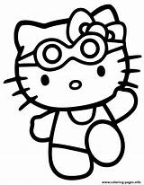 Kitty Hello Coloring Pages Printable Cute Beach Swimsuit Goggles Print Da Color Water Book Una Drinking Wecoloringpage Gif Popular Scegli sketch template