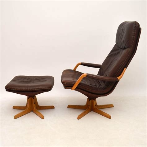 danish retro leather swivel armchair stool vintage  retrospective interiors vintage