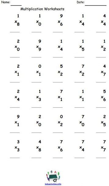 math multiplication worksheets  answers