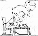 Exam Taking School Boy Cartoon Stressed Clip Outline Illustration Toonaday Royalty Rf Clipart Line 2021 sketch template