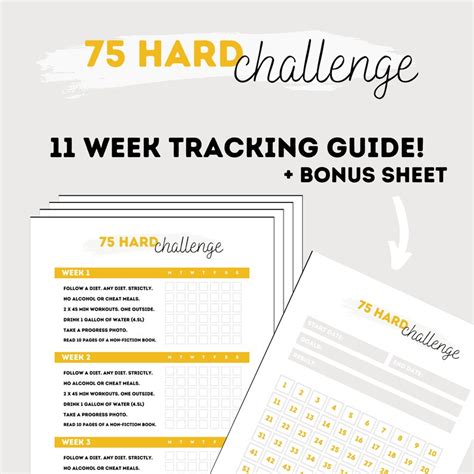 hard challenge printable template etsy canada