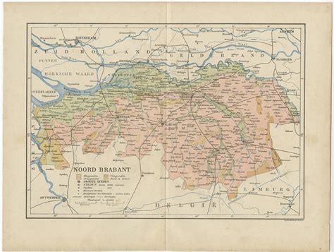 antique map  noord brabant  kuyper