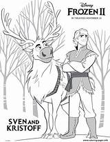 Coloring Kristoff Frozen Sven Pages Printable sketch template
