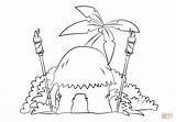Hut Tiki Coloring Drawing Torches Pages Color Torch Printable Simple Kids Hawaiian Themed sketch template
