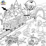 Coloring Pages Thomas Halloween Printable Train Kids James Tank Engine Colouring Color Trains Friends Children Print Cute Adults Detailed Trick sketch template