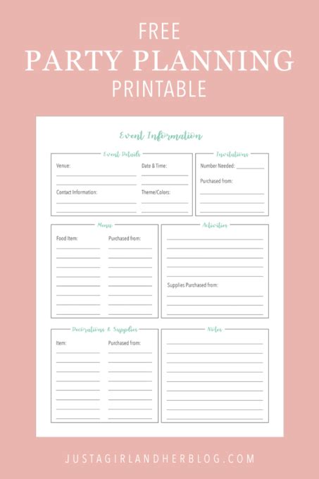 party planning organized  printables included