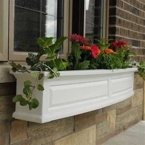 mayne nantucket       watering white polyethylene window box    home